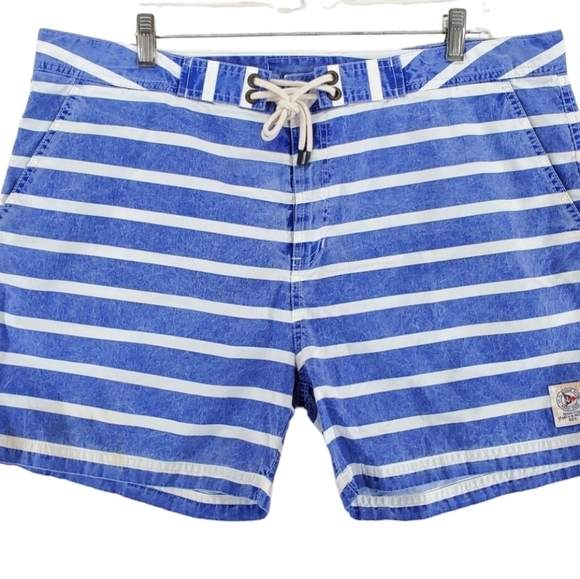 Vtg Polo Ralph Lauren Shorts Trunks Mens 38 Blue White Striped Unlined (38x5) - Picture 4 of 16